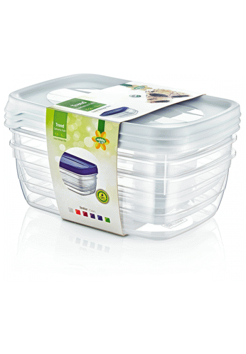 3Pc Trend Rectangular Food Storage Container Saver 1.2 Litre 021016