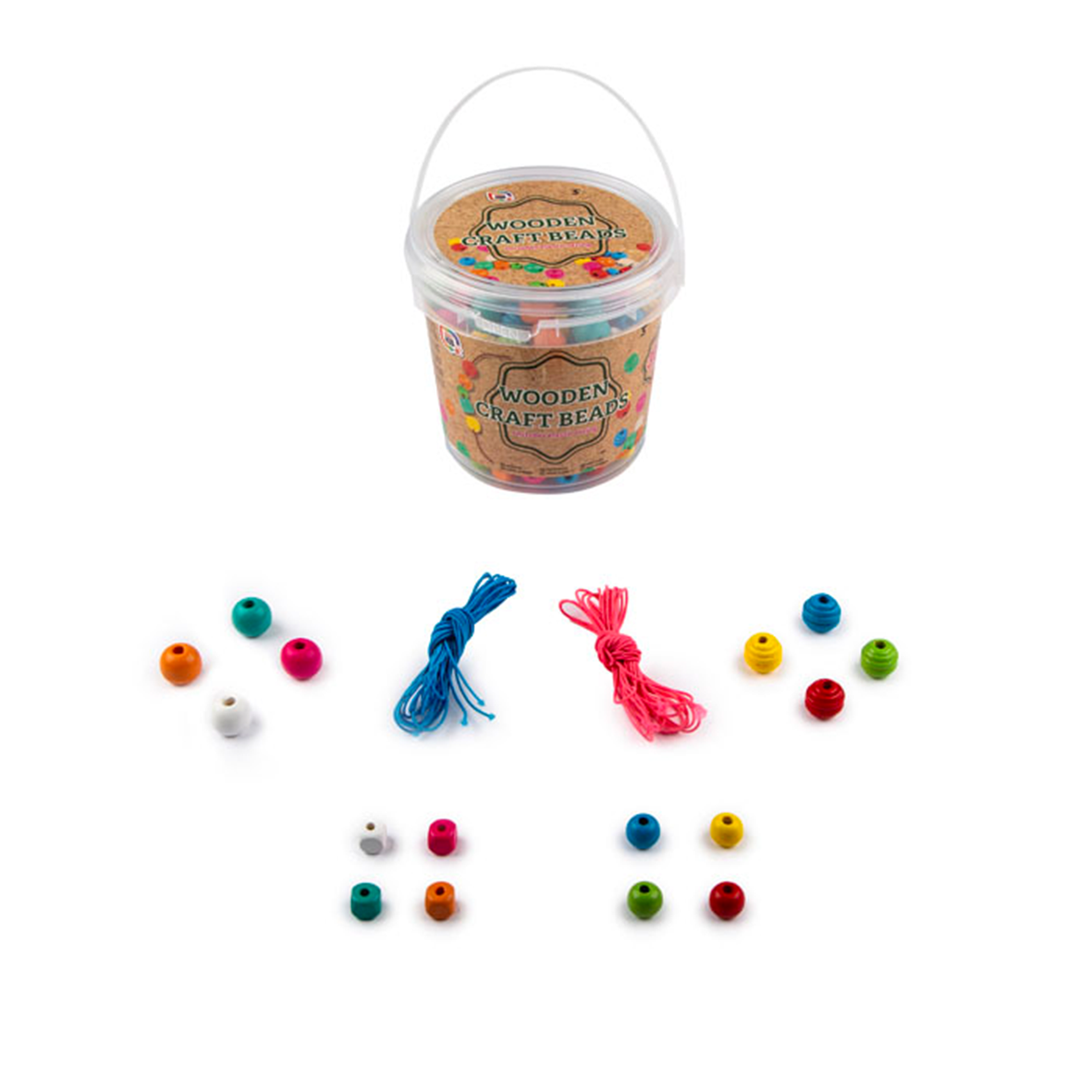 Wooden Craft Beads Jewellery Making Bucket