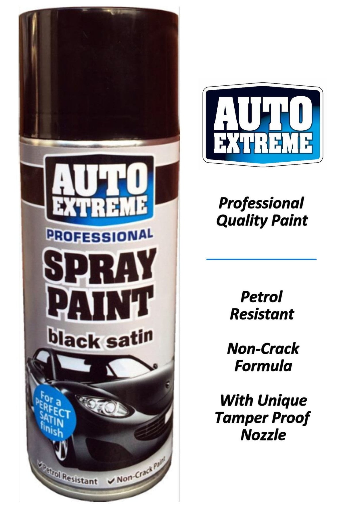Auto Extreme Spray Paint Black Satin 400ml 1929