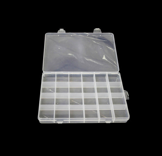24 Plastic Compartment Box Small Organiser Storage Craft Box 19cm x 13cm 2035