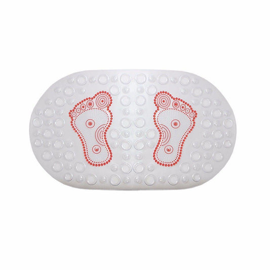 Transparent Oval Anti-Slip Bathroom Shower Bath Mat with Feet Design 64 x 35 cm Assorted Colours 7534