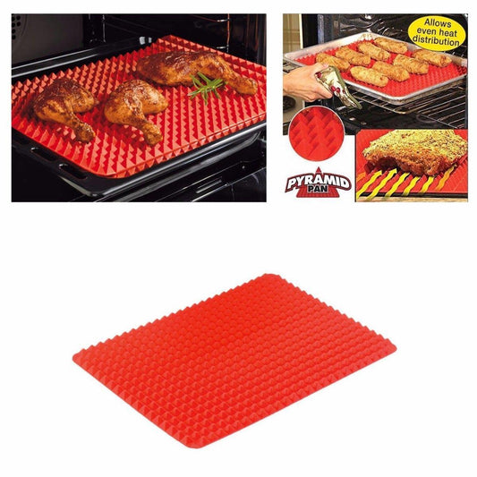 Pyramid Pan Non Stick Fat Reducing Silicone Cooking Mat Oven Baking Tray Sheets 4446