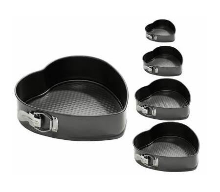 5 Piece Classic Heart Shaped Loose Bottom Springform Cake Tins 18/20/24/26cm 3581