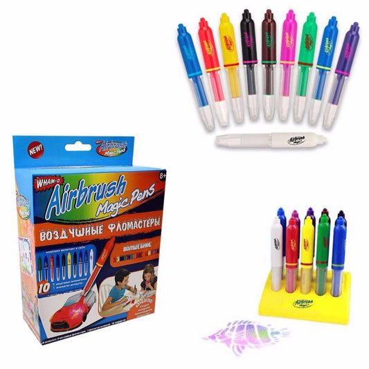 Wham O Airbrush Magic Pens Kit 10 Airbrush Pens Stand 4759