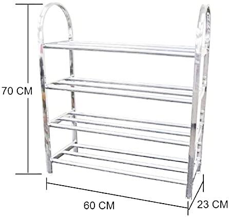 4 Tier Stainless Steel Shoe Storage Display Rack 70 x 60 x 23 cm 6213 A