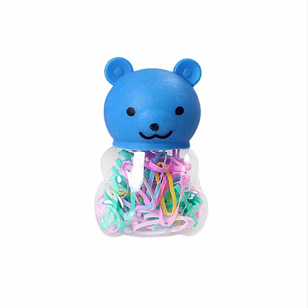 Assorted Colour Small Rubber Bands In Teddy Shaped Box Approx 50 3241