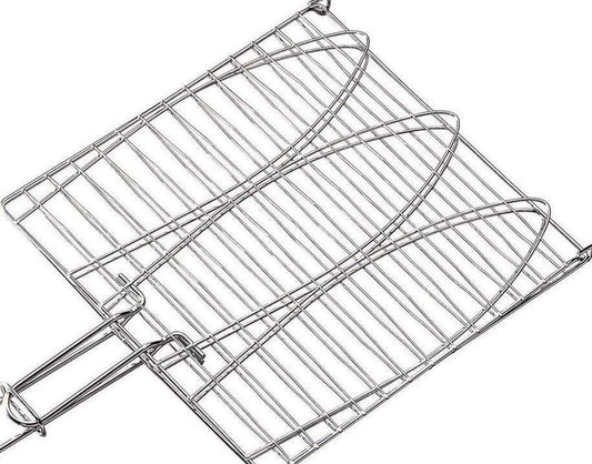 Metal Meat Fish Roasting BBQ Basket Grill with Wooden Handle 38 x 38 cm 4532 / 9998 A