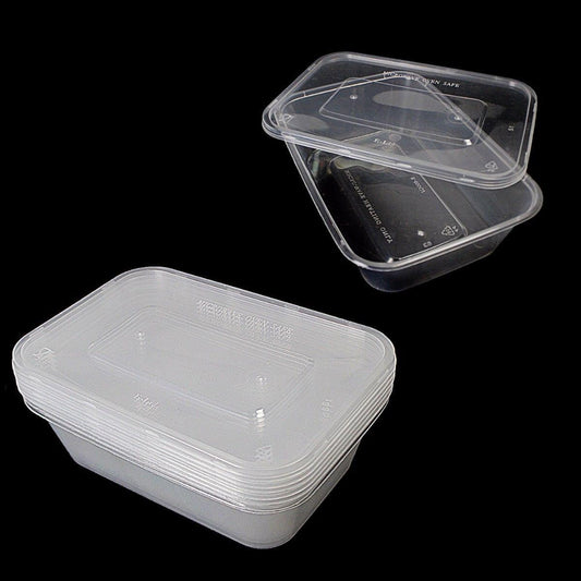 5 Hygienic Rectangular Stackable Food & Meal Preparation Containers With Lids 7015