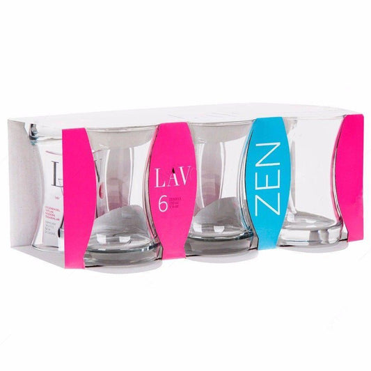 Set Of 6 Clear Coral Zen Cups 155cc 5 1/4 oz Home Kitchen Glassware 1135