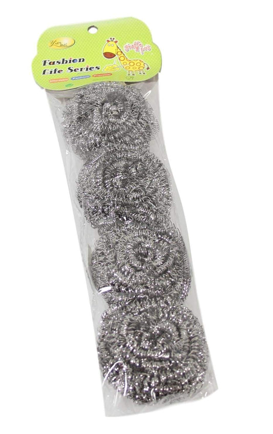 4 Pack Practical Cleaning Washing Up Steel Scourers Household Use 5598