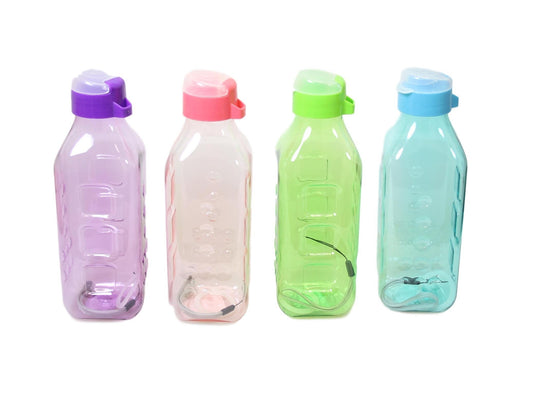 Plastic Water Drinking Bottle Square 21 cm Assorted Colours 5697