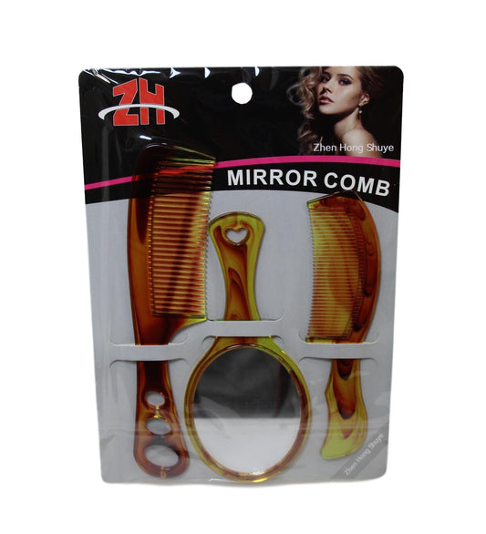 Plastic Hairdresser Barber Combs with Mirror Set of 3 5942