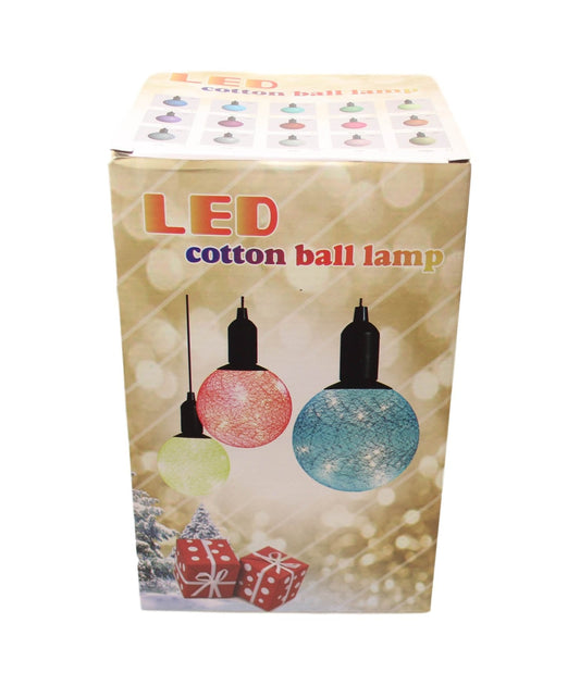 (M) Cotton Ball Ceiling Lamp Battery Operated String LED Indoor Hook Assorted Colours 6332