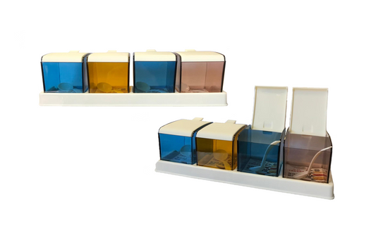 Plastic Spice Rack Storage Container Jars 28 x 8 cm Assorted Colours 6829