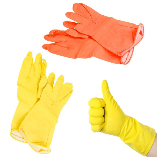 Yellow / Orange Latex Washing Up Cleaning Household Gloves Large 1138