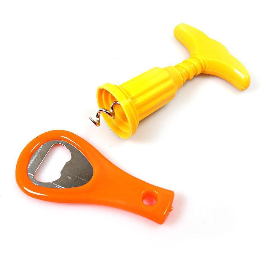 Plastic 2 Type Bottle Opener Multipurpose Use Orange and Yellow 5114