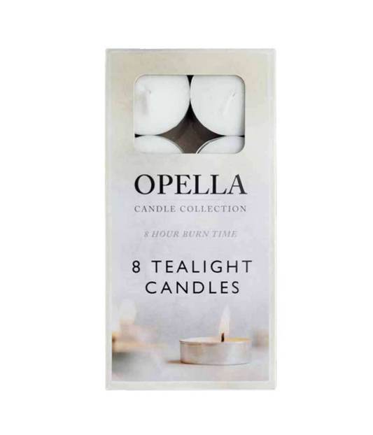 Opella White Tealight Candles Box of 8 CD003 / OW2