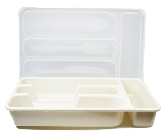 Plastic Cutlery Drawer Storage Organiser with Lid 30 x 18 cm Assorted Colours 5198