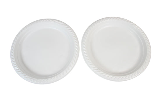 9" White Plastic Plates For Picnics Birthdays Parties Pack of 100 2455