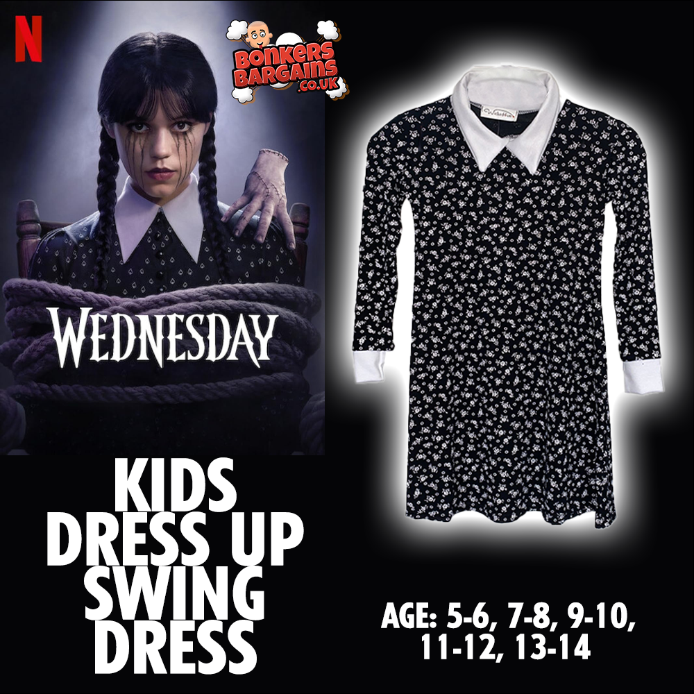 Wednesday Addams Family Kids Swing Dress Fancy Dress