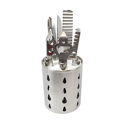 Metal Kitchen Cooking Utensil Set with Holder Set of 7 4945