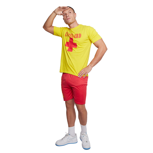 Lifeguard Fancy Dress Costume Mens Stag Night Party Shorts & T-Shirt Set