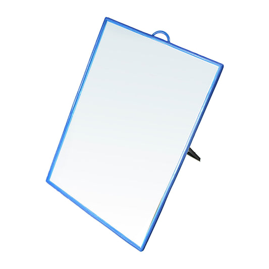 Desk Table Plastic Coloured Border Square Shaped Mirror 14.5cm x 19.5cm 0180