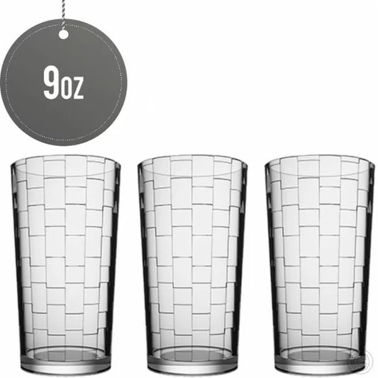 Azur Tumbler Drinking Glass Façade Design 9oz Pack of 3 P19119FA3PK