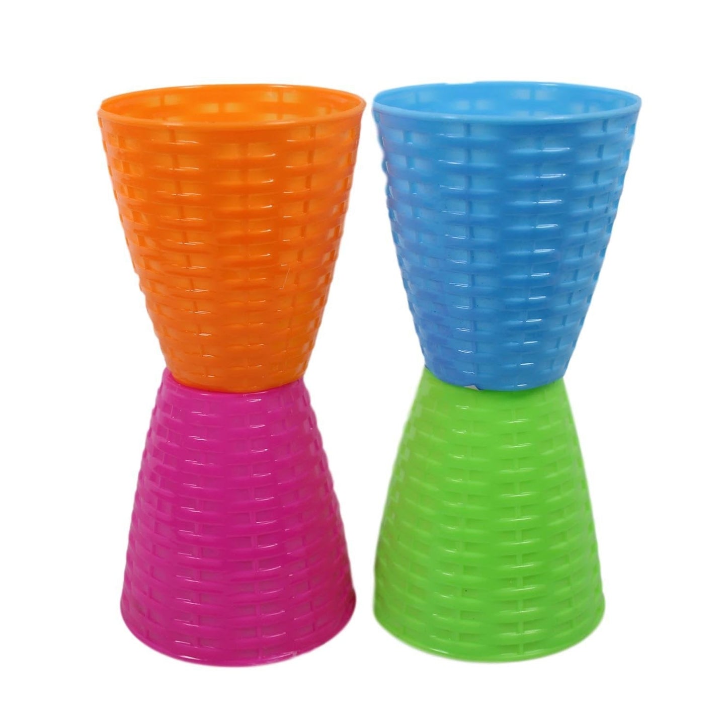 Children's Rattan Style Party 4 Assorted Colour Cups 9cm 4 Pack 5494