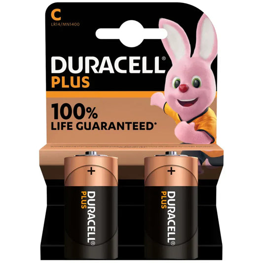2 x Duracell C Batteries LR14 / MN1400 Plus Power Non Rechargeable 2469 A
