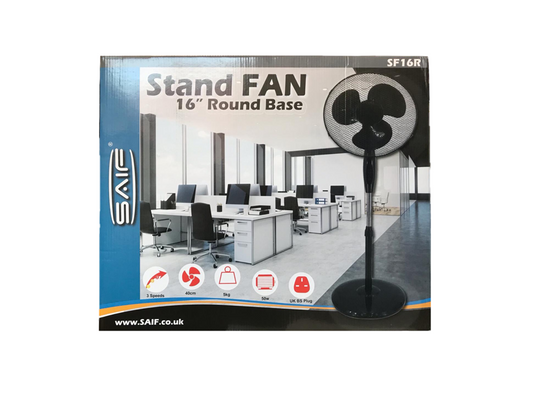SAIF 16" Stand Fan Round Base Black SF16R/F16R