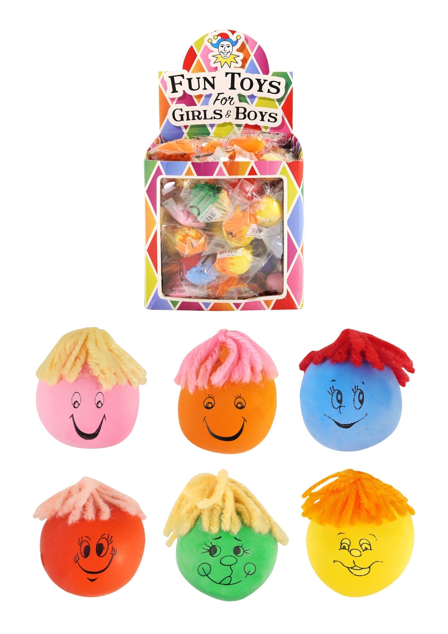 Children's Toy Stress Relief Moody Squeeze Face 3-4cm Assorted Colours T35304