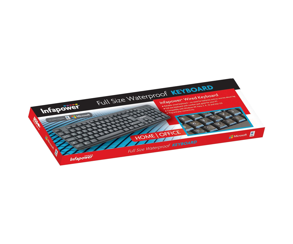 Waterproof Infapower Wired Keyboard Full Size Computer Keyboard Windows X201