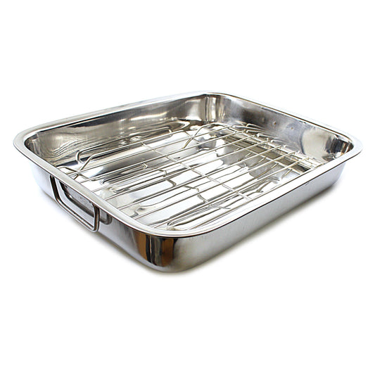 Stainless Steel Roasting Lasagne Tray with Handles and Rack 35cm ST3238 A