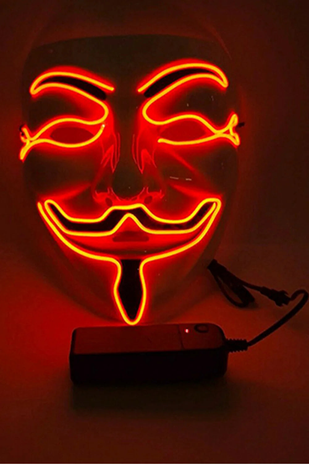Light Up White Vendetta Mask With Red Colour Light