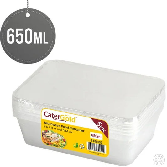 Plastic Food Storage Take Away Container 650ml Pack of 5 ST00552