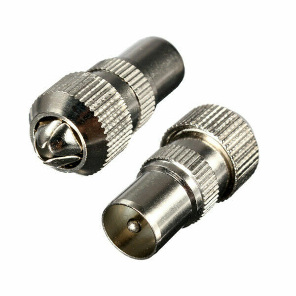 Pifco Pack Of 2 Nickel Co-Axial TV Plugs AVS1049
