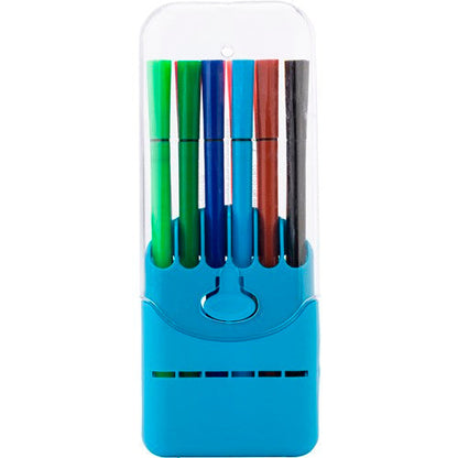 12 Pack Colouring Marker Pens in Holder Case Assorted Colours 0762