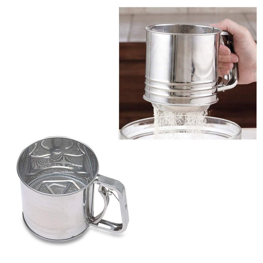 Stainless Steel Flour Sifter Easy Squeeze Trigger Handle Fine Flour Sifter 10 x 10cm 0113