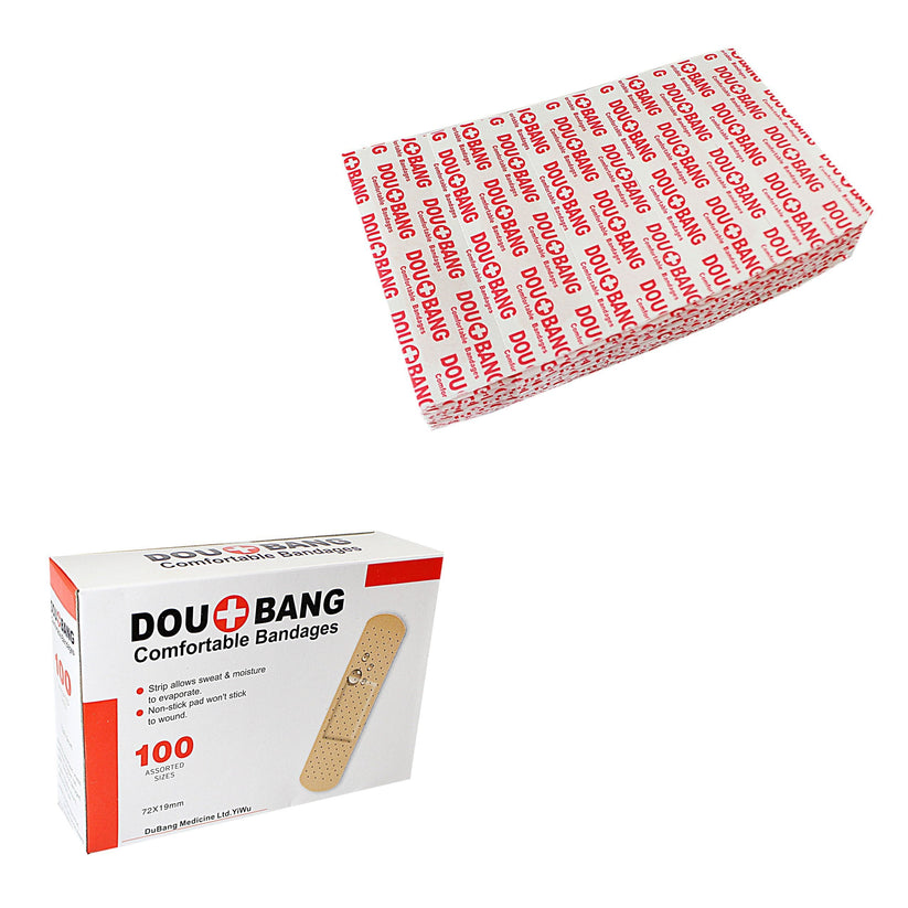 100 Piece Assorted Comfortable Bandages Different Sizes Moisture Control 9669