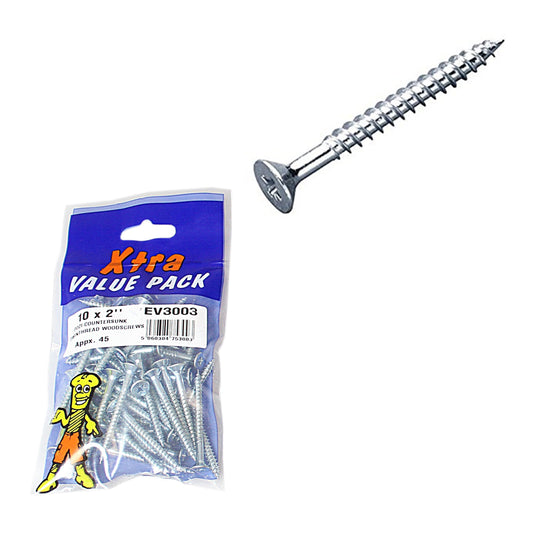 10 x 2 Pozi c/sk Twinthreads Xtra Value 45 Pack Diy 3003