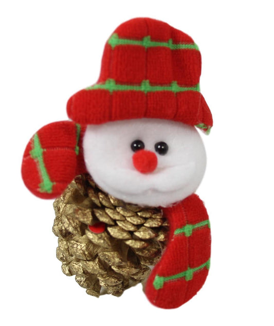 Christmas Tree Felt Decoration Snowman with Pinecone 12 cm Assorted Colours 1454
