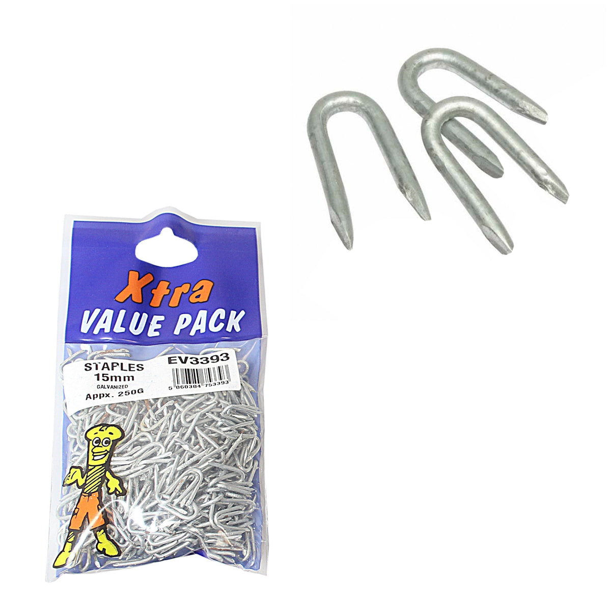 15mm Galvanised Staples Xtra Value Diy 53399
