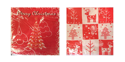 Pack of Merry Christmas Themed Paper Napkins Assorted Designs 1674