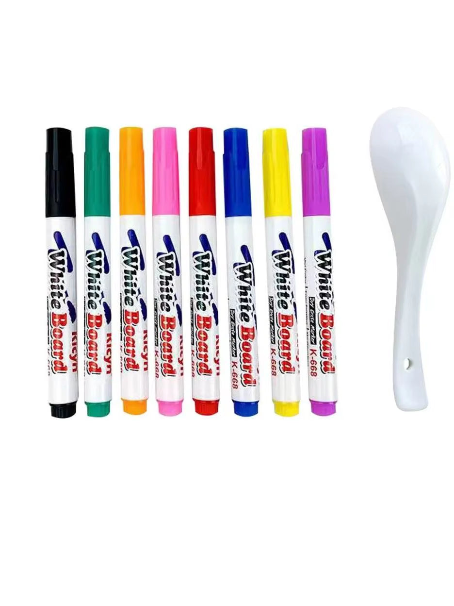 Water Floating Pen Magical Ink Pens with Spoon Floating Color Water Painting Floating Chalk Art Graffiti Drawing Set for Kids