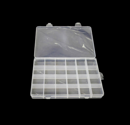 24 Plastic Compartment Box Small Organiser Storage Craft Box 19cm x 13cm 2035
