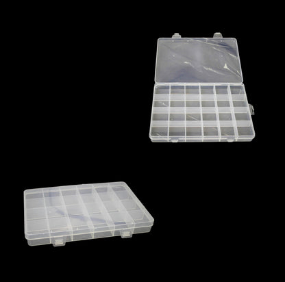 24 Plastic Compartment Box Small Organiser Storage Craft Box 19cm x 13cm 2035