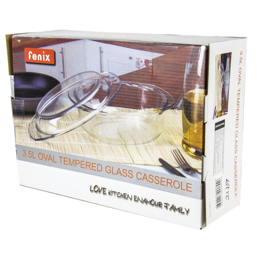 Rectangular Casserole Tempered Glass Curry Stock Pot With Lids 3.5 Litre 2129