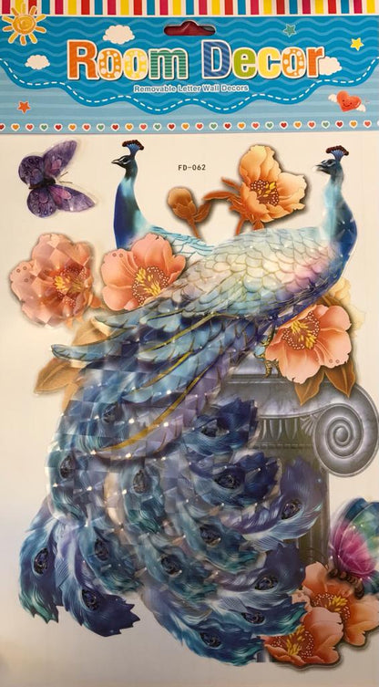 Room Decor 3D Effect Wall Stickers 44 x 25 cm Assorted Designs and Colours 7127