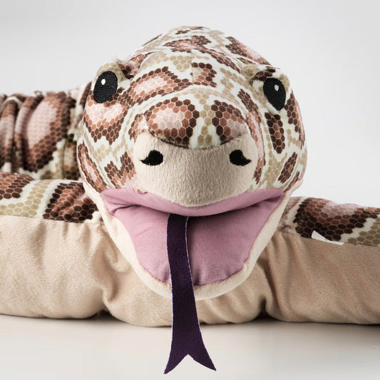 Large Snake Burmese Python Plush Soft Stuffed Toy with Puppet Head
